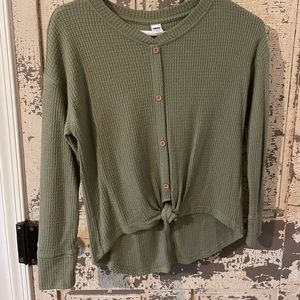 Army Green Button up Sweater Girls 10-12